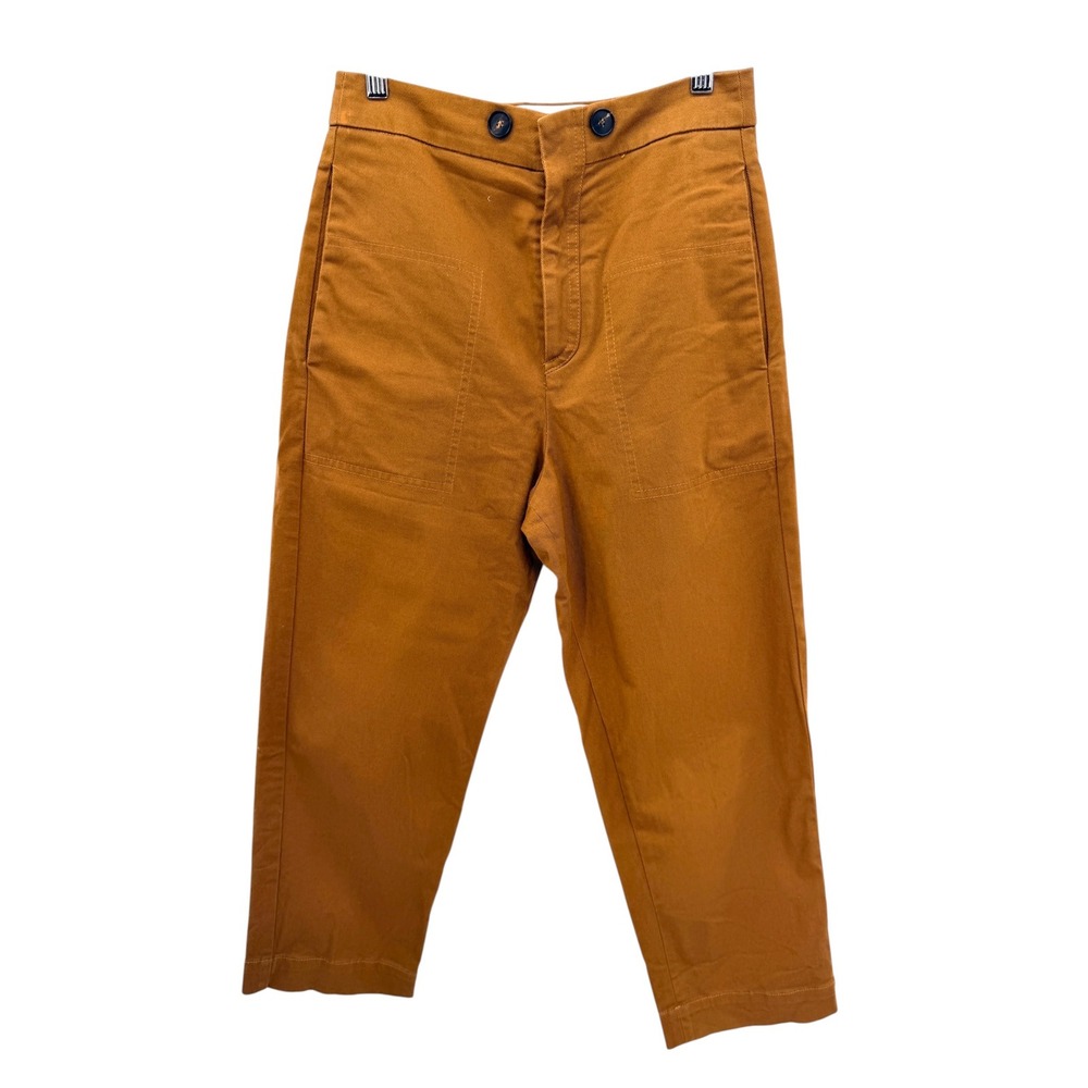 TELA Italy Damocle Gab Trousers Pant Camel Brown High Waist Utility Tapered XS 2